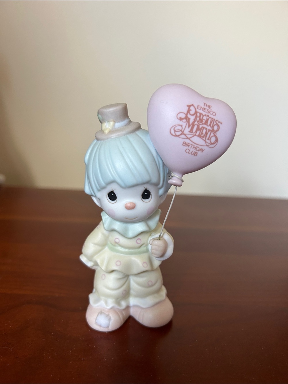 Precious Moments Pastel Clown Figurine with Pink Heart Balloon